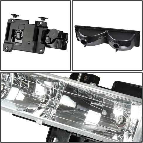مجموعة المصابيح الأمامية من Auto Dynasty متوافقة مع Chevy C10 Silverado Tahoe Suburban C/K 1500 2500 3500 Blazer 1994 1995 1996 1997 1998، مصابيح زاوية المصد، جانب السائق والراكب، غطاء أسود in Saudi Arabia