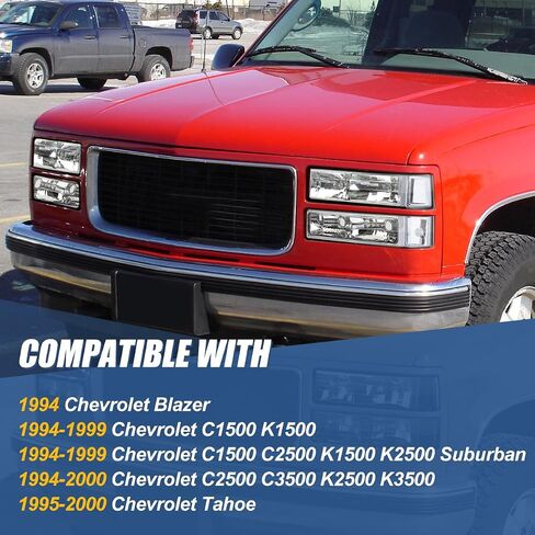 مجموعة المصابيح الأمامية من Auto Dynasty متوافقة مع Chevy C10 Silverado Tahoe Suburban C/K 1500 2500 3500 Blazer 1994 1995 1996 1997 1998، مصابيح زاوية المصد، جانب السائق والراكب، غطاء أسود in Saudi Arabia
