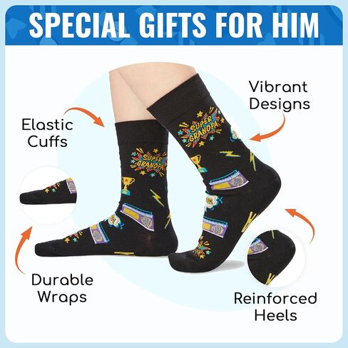 HAPPYPOP Funny Socks For Him - Son Papa Grandpa Gifts, Cool Gifts For Men in Saudi Arabia