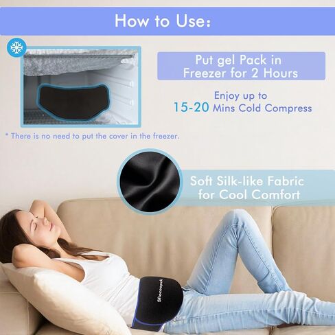 عبوات ثلج هلامية قابلة للفصل لاستعادة القسم C، حزمة باردة للبطن قابلة للتعديل مع غطاء قابل للغسل في الغسالة، أساسيات ما بعد الولادة مع ضغط بارد، مهدئ للتورم وحماية الشق، أسود in Kuwait