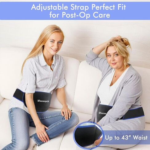عبوات ثلج هلامية قابلة للفصل لاستعادة القسم C، حزمة باردة للبطن قابلة للتعديل مع غطاء قابل للغسل في الغسالة، أساسيات ما بعد الولادة مع ضغط بارد، مهدئ للتورم وحماية الشق، أسود in Kuwait