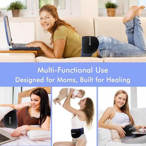 عبوات ثلج هلامية قابلة للفصل لاستعادة القسم C، حزمة باردة للبطن قابلة للتعديل مع غطاء قابل للغسل في الغسالة، أساسيات ما بعد الولادة مع ضغط بارد، مهدئ للتورم وحماية الشق، أسود in Kuwait