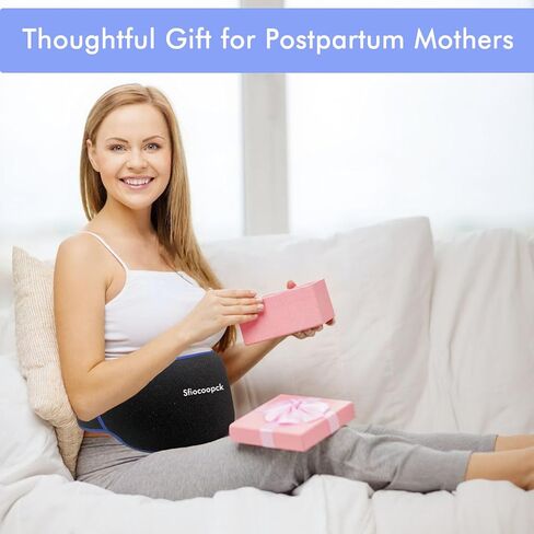 عبوات ثلج هلامية قابلة للفصل لاستعادة القسم C، حزمة باردة للبطن قابلة للتعديل مع غطاء قابل للغسل في الغسالة، أساسيات ما بعد الولادة مع ضغط بارد، مهدئ للتورم وحماية الشق، أسود in Kuwait