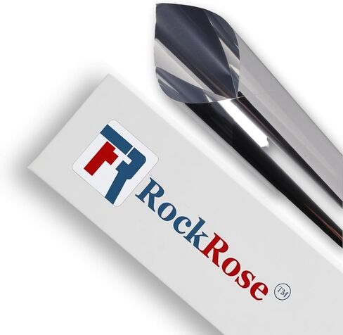 Rockrose Pet Building Tint Film Film - فيلم الخصوصية للنافذة في اتجاه واحد للمكاتب المنزلية - صبغة نافذة مرآة لاصقة مع حجب للأشعة فوق البنفسجية - مقاس 36 بوصة × 15 قدمًا - ذهبي وفضي in Saudi Arabia