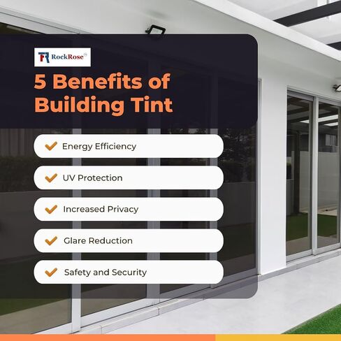 Rockrose Pet Building Tint Film Film - فيلم الخصوصية للنافذة في اتجاه واحد للمكاتب المنزلية - صبغة نافذة مرآة لاصقة مع حجب للأشعة فوق البنفسجية - مقاس 36 بوصة × 15 قدمًا - ذهبي وفضي in Saudi Arabia