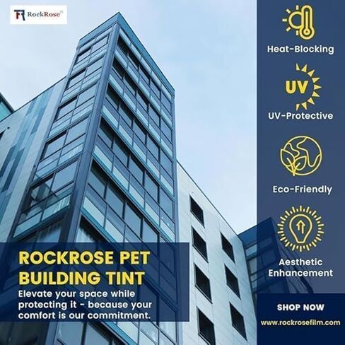 Rockrose Pet Building Tint Film Film - فيلم الخصوصية للنافذة في اتجاه واحد للمكاتب المنزلية - صبغة نافذة مرآة لاصقة مع حجب للأشعة فوق البنفسجية - مقاس 36 بوصة × 15 قدمًا - ذهبي وفضي in Saudi Arabia