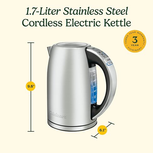 Cuisinart Caskata PerfecTemp 1.7-Liter Capacity, Cordless 1500-Watts for Fast Heat Up, Stay Cool Non-Slip Handle CPK-17P1CK in Saudi Arabia