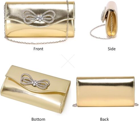 3 Pieces Evening Rhinestone Jewelry Set Crystal Bow Clutch Purse for Women Bling Bow Necklace Earrings Set for Wedding Party Prom in Saudi Arabia