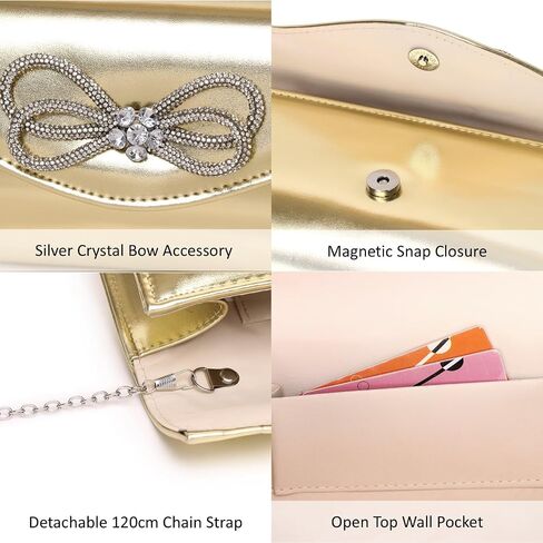 3 Pieces Evening Rhinestone Jewelry Set Crystal Bow Clutch Purse for Women Bling Bow Necklace Earrings Set for Wedding Party Prom in Saudi Arabia