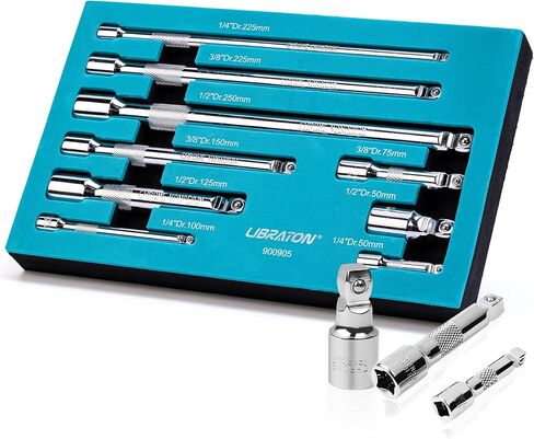 LIBRATON Wobble Extension Set, Socket Extensions Set, Ratchet Extensions 1/4", 3/8", 1/2", Cr-V, with EVA Storage Tray in Saudi Arabia