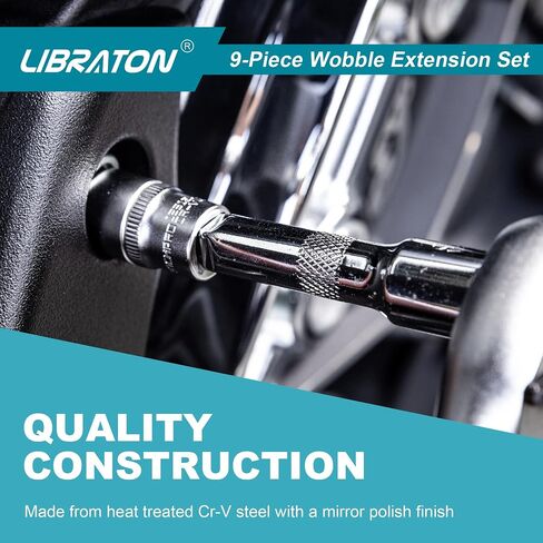 LIBRATON Wobble Extension Set, Socket Extensions Set, Ratchet Extensions 1/4", 3/8", 1/2", Cr-V, with EVA Storage Tray in Saudi Arabia