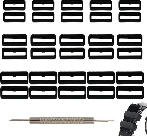 30 PCS Watch Band Holder, Watchs Accessories for Sport & Smart Watches, Watch Band Holder Loop Compatible with Invicta, Casio, Garmin(0.7+0.8+0.9in, Black) in Saudi Arabia