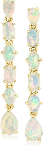 Ross-Simons Opal Linear Drop Earrings in 18kt Gold Over Sterling in Saudi Arabia