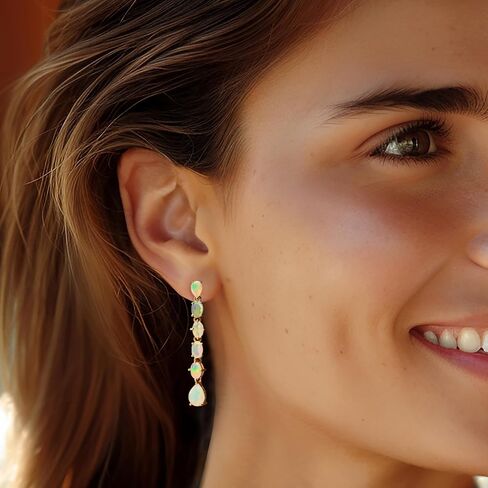 Ross-Simons Opal Linear Drop Earrings in 18kt Gold Over Sterling in Saudi Arabia