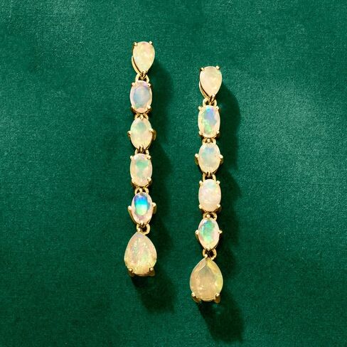 Ross-Simons Opal Linear Drop Earrings in 18kt Gold Over Sterling in Saudi Arabia