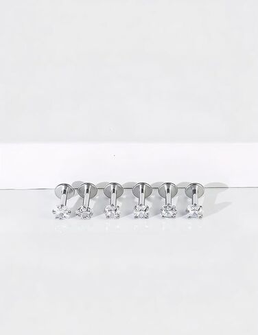 16G Piercing Jewelry 12 Pcs Set - Surgical Steel Internal Thread CZ Stud for Tragus/Nose/Helix/Conch/Medusa/Lip/Labret - Helix Tragus Cartilage Snake Bite Earring for Women Men in Kuwait