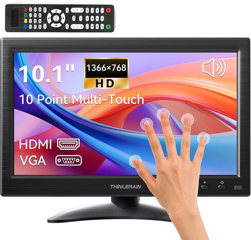 شاشة كمبيوتر صغيرة Thinlerain مقاس 10.1 بوصة، شاشة كمبيوتر شخصي HDMI شاشة صغيرة 1920x1200 مع مدخل HDMI VGA AV BNC USB ومكبرات صوت مدمجة وقابلة للتركيب على VESA وجهاز تحكم عن بعد in Kuwait