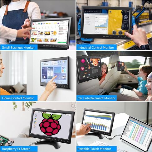 شاشة كمبيوتر صغيرة Thinlerain مقاس 10.1 بوصة، شاشة كمبيوتر شخصي HDMI شاشة صغيرة 1920x1200 مع مدخل HDMI VGA AV BNC USB ومكبرات صوت مدمجة وقابلة للتركيب على VESA وجهاز تحكم عن بعد in Kuwait