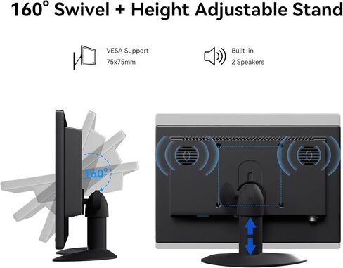 شاشة كمبيوتر صغيرة Thinlerain مقاس 10.1 بوصة، شاشة كمبيوتر شخصي HDMI شاشة صغيرة 1920x1200 مع مدخل HDMI VGA AV BNC USB ومكبرات صوت مدمجة وقابلة للتركيب على VESA وجهاز تحكم عن بعد in Kuwait