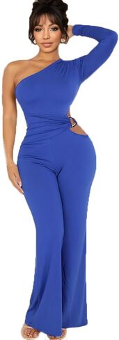 HWP Sexy Jumpsuits for Women Casual Off Shoulder Cocktail Party Clubwear Jumpsuit Wide Leg Long Pant Rompers in Kuwait