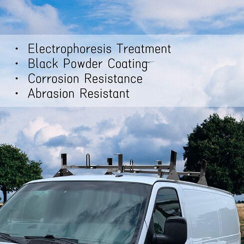 HECASA Universal 3 قضبان سقف حامل شاحنات كاملة الحجم متوافقة مع Chevy Express Ford E-Series GMC Savana 68 "-75" سلالم حمل فولاذية قابلة للتعديل in Saudi Arabia