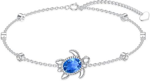 Turtle Bracelet for Women 925 Sterling Silver London Blue Topaz Beach Sea Turtle Beach Bracelet Hawaii Ocean Jewelry Gifts in Saudi Arabia