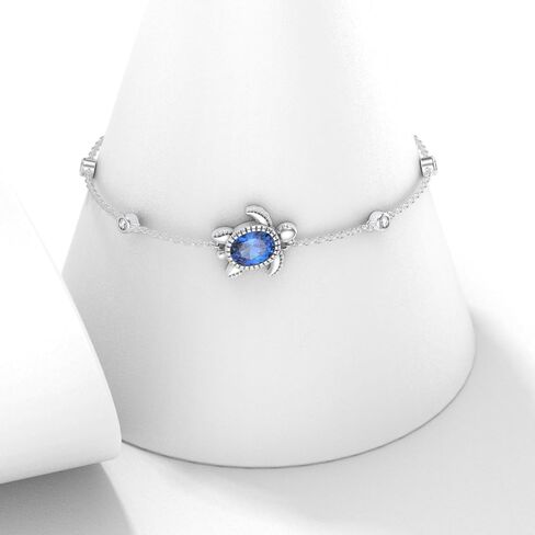 Turtle Bracelet for Women 925 Sterling Silver London Blue Topaz Beach Sea Turtle Beach Bracelet Hawaii Ocean Jewelry Gifts in Saudi Arabia