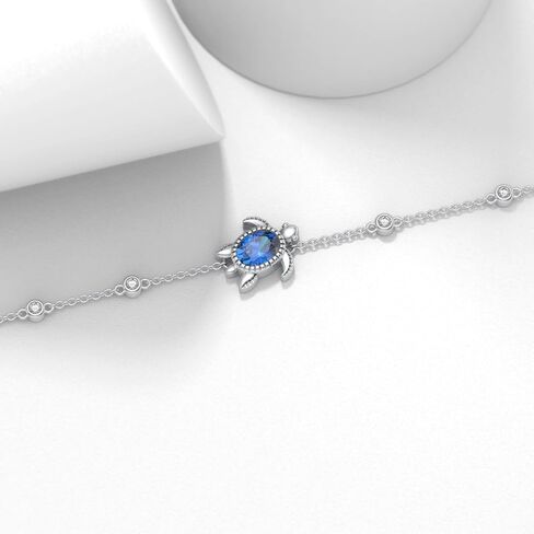 Turtle Bracelet for Women 925 Sterling Silver London Blue Topaz Beach Sea Turtle Beach Bracelet Hawaii Ocean Jewelry Gifts in Saudi Arabia