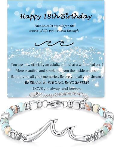 Birthday Gifts for Her Women, Cool Shoushan Wave Bracelet Gift for 21st, 30th, 40th, 50th, 60th Birthday Gift Ideas for Women Ladies Bestie Friend Sister Mom Daughter Granddaughter Niece Wife Grandma in Saudi Arabia