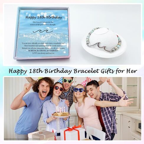 Birthday Gifts for Her Women, Cool Shoushan Wave Bracelet Gift for 21st, 30th, 40th, 50th, 60th Birthday Gift Ideas for Women Ladies Bestie Friend Sister Mom Daughter Granddaughter Niece Wife Grandma in Saudi Arabia