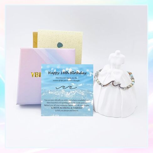 Birthday Gifts for Her Women, Cool Shoushan Wave Bracelet Gift for 21st, 30th, 40th, 50th, 60th Birthday Gift Ideas for Women Ladies Bestie Friend Sister Mom Daughter Granddaughter Niece Wife Grandma in Saudi Arabia