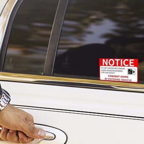 No Smoking in Car Camera Recording No Eating or Drinking Signs 2 x 4 Inch Self-Adhesive Window Stickers Decals Vinyl Removable for Car Taxi Rideshare 10 Pack in Saudi Arabia