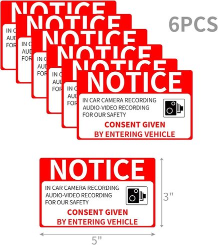 No Smoking in Car Camera Recording No Eating or Drinking Signs 2 x 4 Inch Self-Adhesive Window Stickers Decals Vinyl Removable for Car Taxi Rideshare 10 Pack in Saudi Arabia
