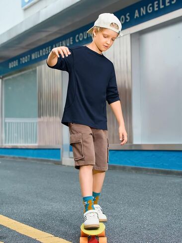 قمصان للأولاد بأكمام طويلة من Haloumoning للأطفال بياقة دائرية كبيرة الحجم غير رسمية تي شيرت موضة الخريف من 5 إلى 14 سنة in Kuwait