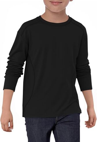 قمصان للأولاد بأكمام طويلة من Haloumoning للأطفال بياقة دائرية كبيرة الحجم غير رسمية تي شيرت موضة الخريف من 5 إلى 14 سنة in Kuwait