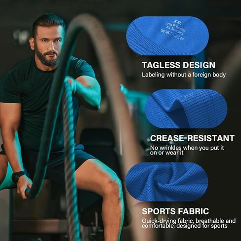 Men's Short Sleeve Quick Dry Athletic Crew Neck Gym Workout Tee Tops in Saudi Arabia