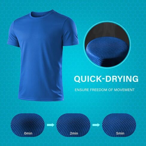 Men's Short Sleeve Quick Dry Athletic Crew Neck Gym Workout Tee Tops in Saudi Arabia