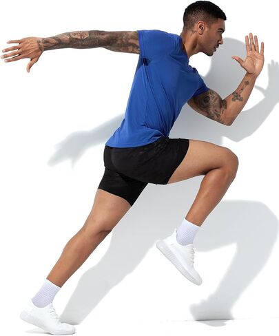 Men's Short Sleeve Quick Dry Athletic Crew Neck Gym Workout Tee Tops in Saudi Arabia