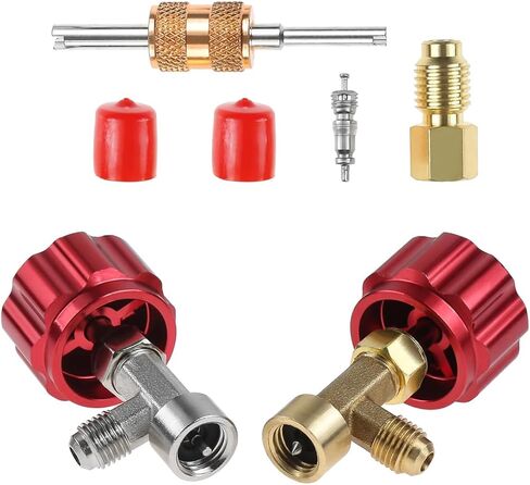 4 قطع من مجموعة علب R134a، صنابير علب ذاتية الغلق والثقب مع مزيل قلب صمام محول الخزان، موزع مبرد سريع لنظام تكييف هواء السيارة R134a (أزرق) in Saudi Arabia
