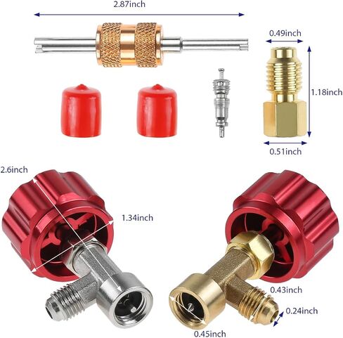 4 قطع من مجموعة علب R134a، صنابير علب ذاتية الغلق والثقب مع مزيل قلب صمام محول الخزان، موزع مبرد سريع لنظام تكييف هواء السيارة R134a (أزرق) in Saudi Arabia