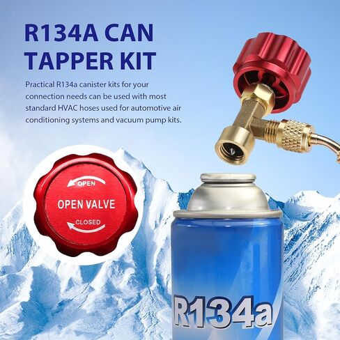 4 قطع من مجموعة علب R134a، صنابير علب ذاتية الغلق والثقب مع مزيل قلب صمام محول الخزان، موزع مبرد سريع لنظام تكييف هواء السيارة R134a (أزرق) in Saudi Arabia