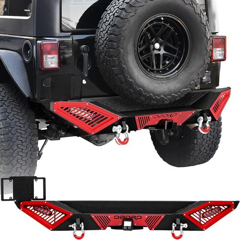 OEDRO Front Bumper Compatible with 2007-2025 Jeep Wrangler JK JL JKU JLU Unlimited & Gladiator JT 2/4 Doors w/Winch Plate, Paintable Armor, LED Lights & D-rings, Black in Saudi Arabia