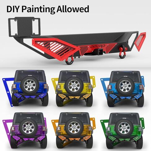 OEDRO Front Bumper Compatible with 2007-2025 Jeep Wrangler JK JL JKU JLU Unlimited & Gladiator JT 2/4 Doors w/Winch Plate, Paintable Armor, LED Lights & D-rings, Black in Saudi Arabia