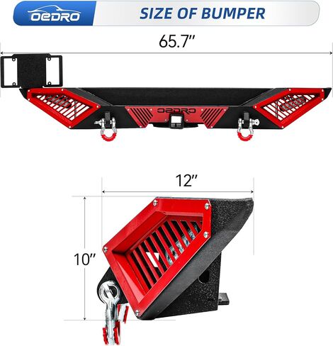 OEDRO Front Bumper Compatible with 2007-2025 Jeep Wrangler JK JL JKU JLU Unlimited & Gladiator JT 2/4 Doors w/Winch Plate, Paintable Armor, LED Lights & D-rings, Black in Saudi Arabia