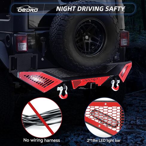 OEDRO Front Bumper Compatible with 2007-2025 Jeep Wrangler JK JL JKU JLU Unlimited & Gladiator JT 2/4 Doors w/Winch Plate, Paintable Armor, LED Lights & D-rings, Black in Saudi Arabia
