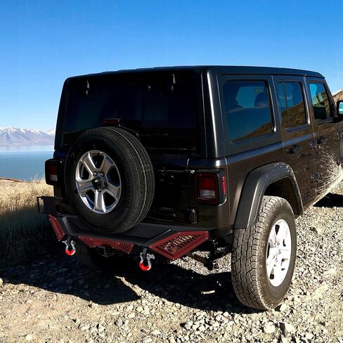 OEDRO Front Bumper Compatible with 2007-2025 Jeep Wrangler JK JL JKU JLU Unlimited & Gladiator JT 2/4 Doors w/Winch Plate, Paintable Armor, LED Lights & D-rings, Black in Saudi Arabia