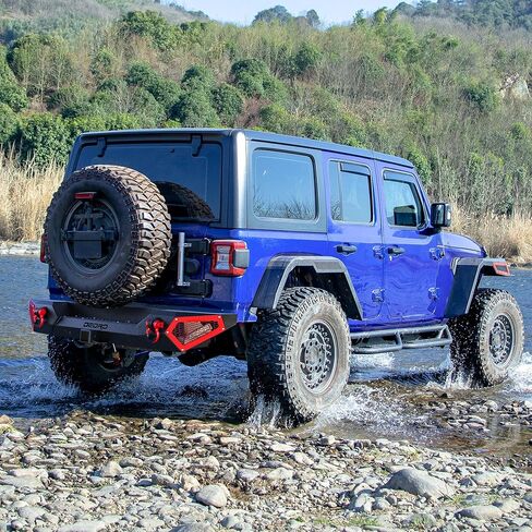 OEDRO Front Bumper Compatible with 2007-2025 Jeep Wrangler JK JL JKU JLU Unlimited & Gladiator JT 2/4 Doors w/Winch Plate, Paintable Armor, LED Lights & D-rings, Black in Saudi Arabia