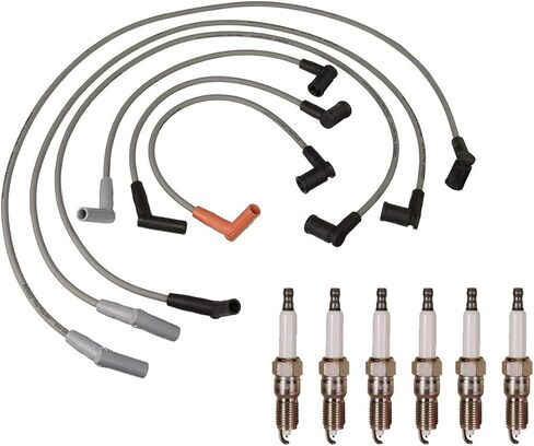 Wire Set 8mm & 6 Double Platinum Spark Plug 0.06 Kit For 4.2L V6 in Saudi Arabia