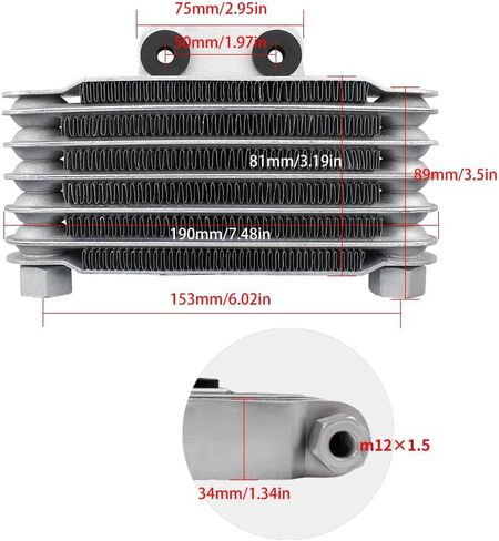 PowerMotor 6 طبقات تبريد زيت المبرد، مبرد زيت محرك الدراجة النارية لـ 2T 4T 50CC 125CC 140CC Pit Dirt Bike ATV Motorbike Enduro - طقم M12 in Saudi Arabia