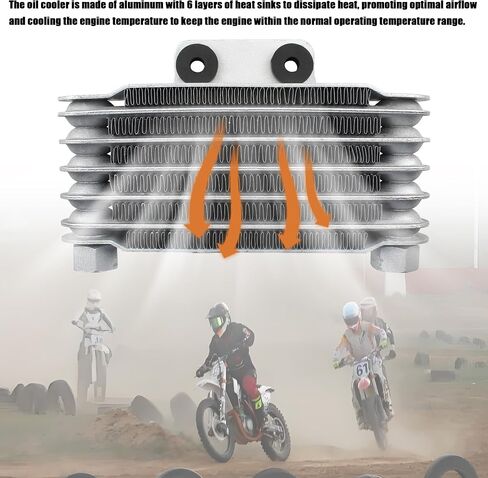 PowerMotor 6 طبقات تبريد زيت المبرد، مبرد زيت محرك الدراجة النارية لـ 2T 4T 50CC 125CC 140CC Pit Dirt Bike ATV Motorbike Enduro - طقم M12 in Saudi Arabia